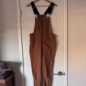 Women Zip Front Jogger Overalls - Rust Sz XS